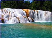 Rico chapuzon en las cascadas de agua azul